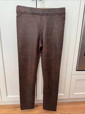 Max Studio Faux-Leather Pants in Dark Brown